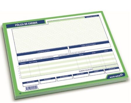 Block pol. cheque 1/2 t/c 25J 50 Hojas