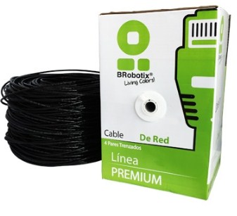 Bobina De Cable Utp Cat5E Brobotix 055100 Para Exteriores/Cca/Doble Forro/100M/Negro