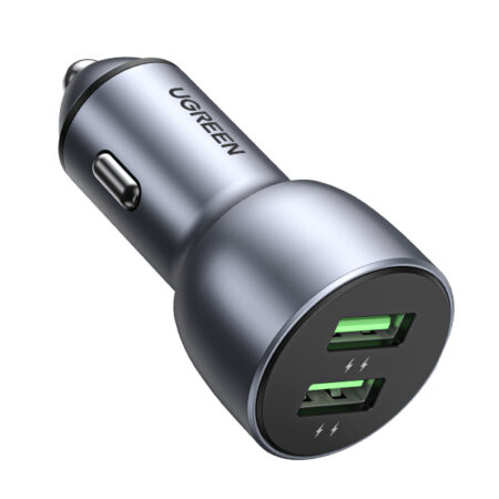 Cargador De Auto 36W Ugreen 10144/2 Puertos USB-A/Compatible Con Vehiculos De 12 Y 24 Vcd/Chip Inteligente