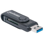 Mini Lector Y Grabador Externo De Tarjetas Manhattan 101981 USB 3.0 De Super Velocidad