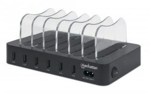 Estacion De Carga Manhattan 102254 Con 6 Puertos Usb-a/50w/color Negro