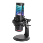 Microfono Alambrico Manhattan 102674 USB Con LED Rgb/Omnidireccional/Cancelacion De Ruido/Color Negro