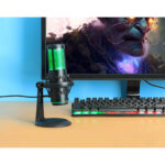 Microfono Alambrico Manhattan 102674 USB Con LED Rgb/Omnidireccional/Cancelacion De Ruido/Color Negro