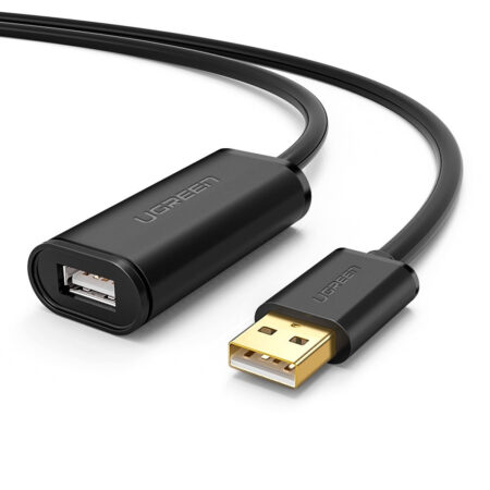 Cable De Extension Activo USB 2.0 Ugreen 10319, 5 Mts, Macho-Hembra, Hasta 480 Mbps, Booster Individual Fe1.1S Incorporado