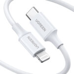 CABLE USB-C A LIGHTNING UGREEN 10493 1 METRO, 60W, 480 MBPS, CONECTOR C94, CAJA DE ABS, CUBIERTA DE TPE, COLOR BLANCO
