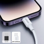 CABLE USB-C A LIGHTNING UGREEN 10493 1 METRO, 60W, 480 MBPS, CONECTOR C94, CAJA DE ABS, CUBIERTA DE TPE, COLOR BLANCO