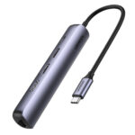 Hub USB-C 5 En 1 Ugreen 10919, Ultradelgado/2 Puertos USB 3.0 A 5 Gbps/HDMI/RJ45/Carga Rapida 100W/Caja De Aluminio