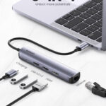 Hub USB-C 5 En 1 Ugreen 10919, Ultradelgado/2 Puertos USB 3.0 A 5 Gbps/HDMI/RJ45/Carga Rapida 100W/Caja De Aluminio