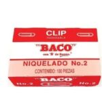 Clip. Clip Baco 2 No De Parte 12043. Caja Con 100 Piezas Niqueladas. -