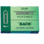 Clip. Clip Baco 1 No De Parte 12067. Caja Con 100 Piezas Niqueladas. -