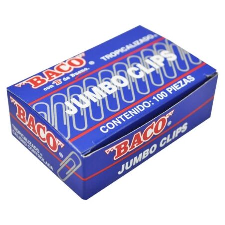 Clip Baco Jumbo 12098 Zincado. Caja Con 100 Clips. Clip Jumbo Metalico Zincado / Niquelado. –