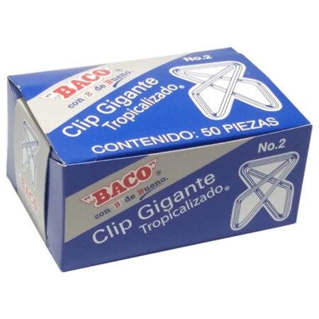Clip Baco Gigante 2 12319 Zincado. Caja Con 50 Clips. Clip Gigante Metalico Zincado. –