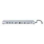 DOCKING STATION USB C MANHATTAN 130578, 3X USB 3.0, 1X USB C, 1X HDMI, 1X VGA, 1X MINI DISPLAYPORT, 1X RJ-45, 1X SD HEMBRA, 5000 MBIT/S, GRIS