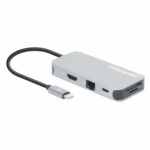 Docking Station USB-C Manhattan 130615 3Xusb/1Xusb-C/1Xhdmi/1Xrj-45/1Xsd/1Xmicrosd/Color Gris