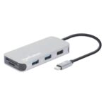 Docking Station USB-C Manhattan 130615 3Xusb/1Xusb-C/1Xhdmi/1Xrj-45/1Xsd/1Xmicrosd/Color Gris