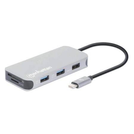 Docking Station USB-C Manhattan 130615 3Xusb/1Xusb-C/1Xhdmi/1Xrj-45/1Xsd/1Xmicrosd/Color Gris