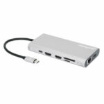 Docking Station Manhattan 130660 USB C/4Xusb/2Xusb C/3Xhdmi/1Xrj-45/1Xsd/1Xmicro SD/Gris