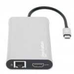 Docking Station Manhattan 130660 USB C/4Xusb/2Xusb C/3Xhdmi/1Xrj-45/1Xsd/1Xmicro SD/Gris