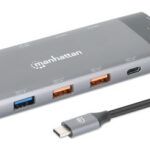 Docking Station USB-C Manhattan 130714 2Xhdmi/5Xusb-A/USB-C/Para Monitor Dual 8K Y Carga Pd/Color Gris