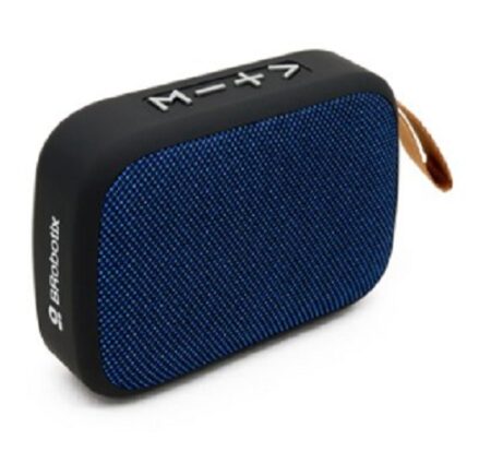 Bocina Bluetooth – Inalambrica, Recargable, Stereo C/Radio Fm, Lector USB Y Micro USB, Portatil, Antideslizante, Negro/Azul, C/Correa, Brobotix 136445