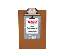 Tabla Agarrapapeles Baco 14016. Tamaño Carta. Tabla Fibracel C/Plástico – Con Base De Mdf 25 Mm, Broche De Polipropeno, Tamaño Carta, C/40