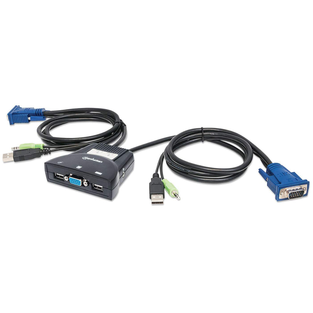 Mux Kvm Mini Usb 2 En 1 Manhattan Con Cables + Audio 151245