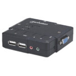 Switch Kvm Manhattan 151252 Compacto 2 Puertos/Con Cables Y Soporte De Audio/Color Negro