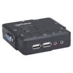 Switch Kvm Manhattan 151252 Compacto 2 Puertos/Con Cables Y Soporte De Audio/Color Negro