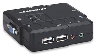 Switch Kvm Manhattan 151252 Compacto 2 Puertos/con Cables Y Soporte De Audio/color Negro
