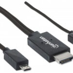 CABLE MHL MANHATTAN MICRO USB A HDMI, + USB-A P/ALIMENTACION, 151511