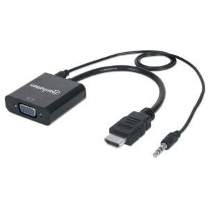 CONVERTIDOR MANHATTAN HDMI MACHO A VGA HEMBRA, AUDIO, NEGRO, 151559