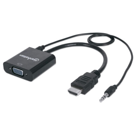 Cable Adaptador Convertidor HDMI A VGA Audio 3.5Mm 1080P M-H