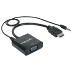 Cable Adaptador Convertidor HDMI A VGA Audio 3.5Mm 1080P M-H