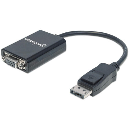 151962 Convertidor De Diplayport A Vga; Displayport Macho A Vga Hd15 Hembra,15 Cm Activo Color Negro.