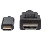 152235 Cable USB-C A HDMI, Convierte Una Señal Modo DP Alt A HDMI 4K De Salida, Longitud 2M, Color Negro