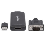 Cable Adaptador Convertidor VGA A HDMI Audio Y AC Via USB