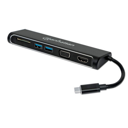 Convertidor USB Manhattan Tipo C-HDMI/Svga H/Hub/Lector, 152631