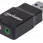 ADAPTADOR DE SONIDO ESTEREO USB A PUERTOS 3.5MM MANHATTAN 152754 ALTA VELOCIDAD COLOR NEGRO