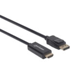 153201 Cable Displayport A HDMI 4K, Conector Macho DP A HDMI Macho, Longitud 1.8 M, Color Negro.