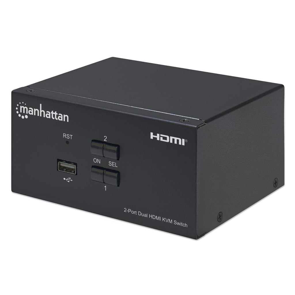 Switch Kvm Hdmi De 2 Puertos Para Dos Monitores Manhattan 153522 Negro