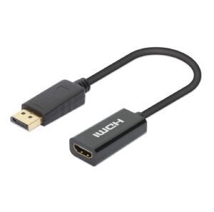 ADAPTADOR DISPLAYPORT MACHO - HDMI A HEMBRA MANHATTAN 153713 15CM/COLOR NEGRO