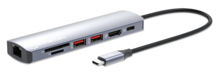 Estacion Docking USB-C Con Lector De Tarjetas 7 En 1