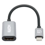 Convertidor USB-C A HDMI Manhattan Macho/Hembra/4K 60Hz/Color Gris/153973