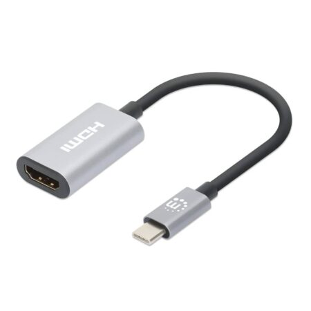 Convertidor USB-C A HDMI Manhattan Macho/Hembra/4K 60Hz/Color Gris/153973