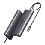 Hub USB-C Macho Ugreen 15534 Carga 100W, USB-A, USB-C Pd, USB-C 5Gbps, HDMI 8K,4K, SD, MicroSD, Rj-45, 5 Gbit/S, Gris