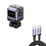 Cargador Mini Ganrobot 30W Ugreen 15550, USB-C De Carga Rapida, Pantalla LED, Zapato Magnetico Extraible, Color Negro