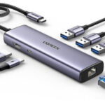 Hub USB-C 6 En 1 Ugreen 15598 (Docking Revodok) 3 Puertos USB-A 3.0 (5 Gbps)/USB-C Pd 100W/HDMI 4K@30Hz/Entrada 1 RJ45 (Gigabit Ethernet)/Chip De Ultima Gen/Potente Disipacion De Calor/Caja De Aluminio
