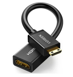 Adaptador Mini HDMI A HDMI Ugreen 15845 18Gbps/22 Cm/4K@60Hz/HDR/Tecnologia 3D/Arc/Carcasa Pc+Abs/Hdcp