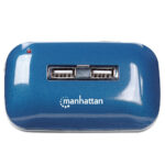 Hub USB V2.0 7 Ptos Azul Con Fuente.