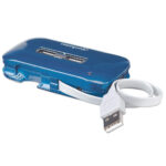 Hub USB V2.0 7 Ptos Azul Con Fuente.
